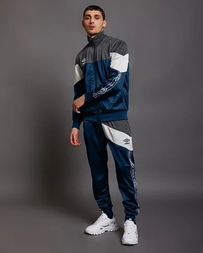 Colorblock polyester tracksuit with logo print band